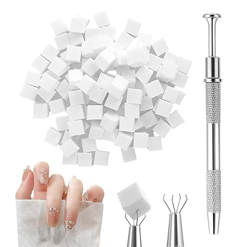 Diffaxy 100 Stk Nail Art Schwamm mit Metallgreifer, Nailart-Zubehör, Rendering-Werkzeuge mit Greifer-Blöcken, Maniküre-Gradient Nail Art Schwamm, für Pinselset, Nägel, Nageldesign-Zubehör - Image 1