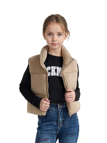SOLOMATE Girls Puffy Cropped Winter Warm Down Vest Sleeveless Coats For Kids Children thumbnail 6