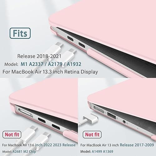 May Chen Compatible with New MacBook Air 13 inch Case 2021 2020 2019 2018 Release Model: M1 A2337 A2179 A1932, Plastic Hard Shell Case for Mac Air 13 inch with Retina Display Fits Touch ID, Baby Pink thumbnail 4