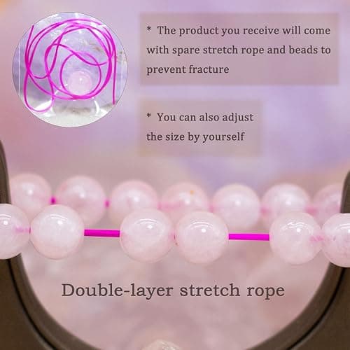 DAZCOLO 8mm Natural Gemstone Stretch Bracelet, Handmade Unisex Crystal Bracelets for Meditation, Yoga, Spiritual Healing & Positive Energy thumbnail 2