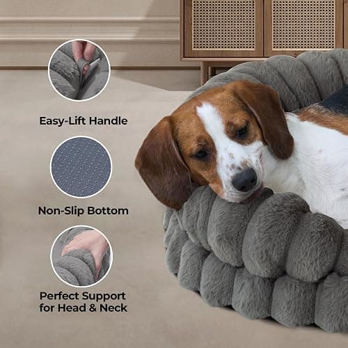 BALANCE Calming Dog Bed for Large Sized Dogs, 36 Inches Oval Washable Pet Bed with Sides, Orthopedic Pet Couch Sofa with Non-Slip Bottom, Gray thumbnail 4