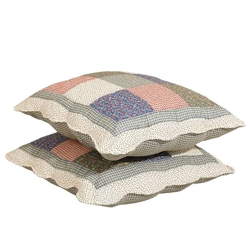 vctops Set of 2 Quilted 100% Cotton Boho Throw Pillow Covers 18" x 18" Farmhouse Country Floral Patchwork Decorative Cushion Cover, Patchwork Flower M thumbnail 5