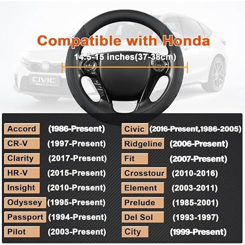 GIANT PANDA Microfiber Leather Steering Wheel Cover for Honda Accord,Civic,CR-V,HR-V,Pilot(Black-Standard Size) thumbnail 3