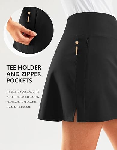 SANTINY 16" Golf Skorts Skirts for Women Zipper Pockets Women's High Waisted Tennis Skirt Athletic Skort thumbnail 4