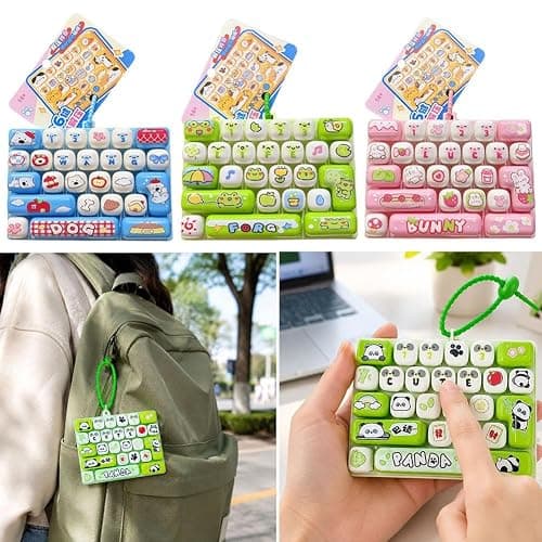 26-key Cute Cartoon Clicky Keyboard Fidget Toy Keychain | Fidget Keyboard With 26 Keys, Stress Relief Keycap Clicker With Sensory Buttons Keyring Bag Pendant thumbnail 8