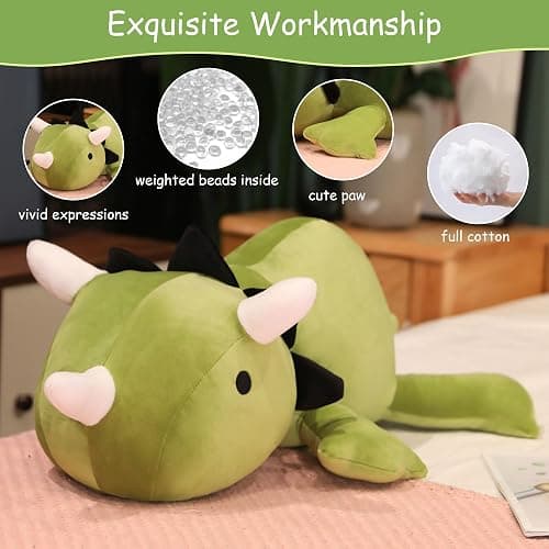 SQEQE Weighted Dinosaur Plush, Weighted Dinosaur Stuffed Animal, Dino Plushies Dino Pillow Toy Gift for Kids Adults 9.8 Inch, 0.8 Lbs thumbnail 4