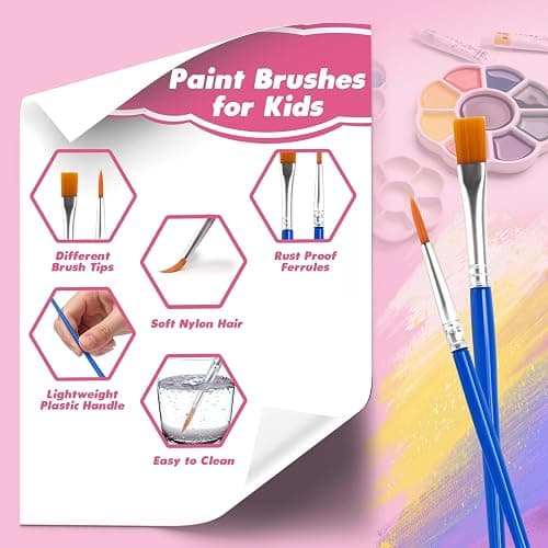 ZRLEI Small Paint Brushes Bulk, 110 Pcs Flat Tip Round Acrylic Paint Brushes for Kids Classroom Acrylic Watercolor Canvas Face Painting Touch Up thumbnail 5