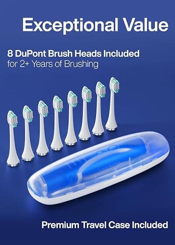 Aquasonic Vibe Series Ultra-Whitening Toothbrush – ADA Accepted Electric Toothbrush - 8 Brush Heads & Travel Case – 40,000 VPM Motor & Wireless Charging - 4 Modes w Smart Timer – Sapphire Blue thumbnail 5