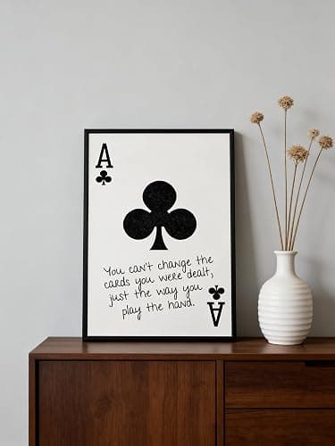 GEFQBBLD Funny Lucky Ace Poker Wall Art,Funky Mdern Canvas Black Art Prints Painting,Retro Minimalist Black and White Playing Card Posters,Trendy Aesthetic Preppy Wall Decor 8x10in Black Framed thumbnail 5