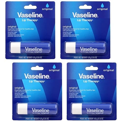 Vaseline Lip Therapy Care Original, Fast-Acting Nourishment, Ideal for Chapped, Dry, Cracked, or Damaged Lips, Lip Balm, 0.16 Ounce (Pack of 4) - Image 1