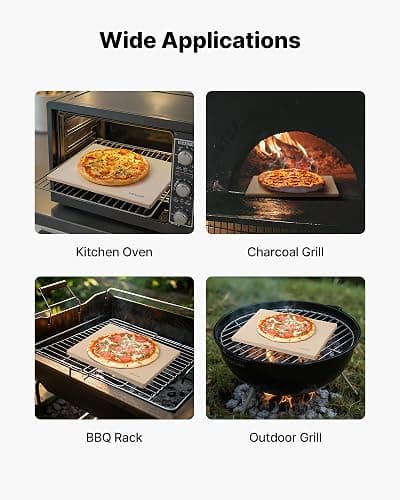 VEVOR Pizza Stone, 16 x 14 in Rectangular Cordierite Pizza Stone, Extra Large Baking-Stone with Scraper, 0.6 in Thick Heat-Resistant Cordierite, for Kitchen Oven, Baking Bread & Pizzas, BBQ Grilling thumbnail 8