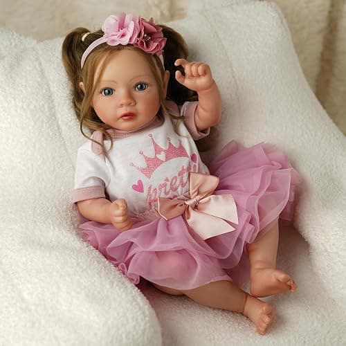 BABESIDE 3 Pcs Reborn Baby Doll Clothes Set for 17-22 Inch Babydolls, Cute Baby Doll Accessories Set with Skirt Headband for Realistic Babydolls Girl, Pink thumbnail 7