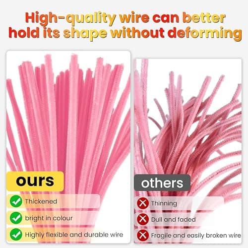ESUOHYM 200PCS Pipe Cleaners Craft Bulk with Instruction Manual, Gifts, Christmas Decorations 20 Colors Decor, Chenille Stems Art Supplies Thick Wire Sticks DIY Project Adults thumbnail 4