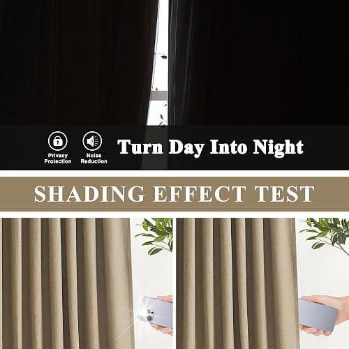 Vision Home Brown Pinch Pleated Full Blackout Curtains Linen Blended Room Darkening Window Curtains 95 inch for Living Room Bedroom Thermal Insulated Pinch Pleat Drapes with Hooks 2 Panel 40" Wx95 L thumbnail 4