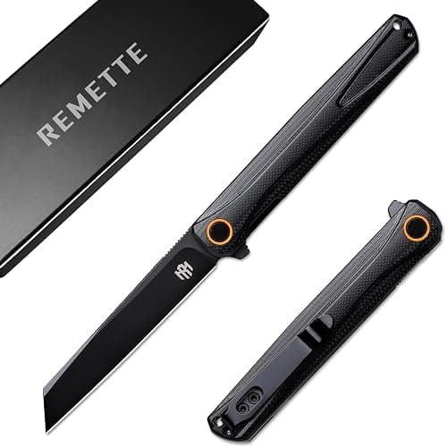 REMETTE EDC Pocket Knife Canyon, 3.2" D2 Steel Tanto Blade Flip Open,G10 Handle Small Folding Knife with Pocket Clip for Men Women, Sharp Camping Hiking Knives - Image 1