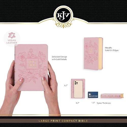 KJV Holy Bible, Compact Large Print Faux Leather Red Letter Edition Ribbon Marker, King James Version, Ballet Pink (KJV Compact LP Editions) thumbnail 4
