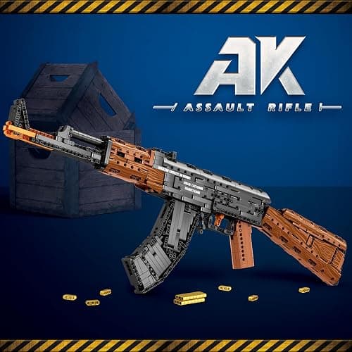 Reobrix AK47 Assault Rifle Building Block Set, 1:1 Scale Collectible Gun Model Kit, 1238 PCS Shootable Military Building Toy for Teens 14+ and Adults, 77005 thumbnail 2