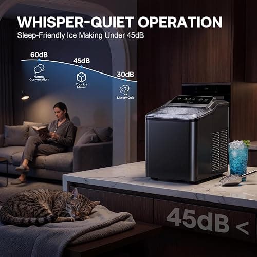 Nugget Ice Maker Countertop, Soft Chewable Pellet Ice, 35lbs/Day | Stainless Steel Ice Maker Ready in 6 Mins with Touch Screen, Auto Ice Drop, Self-Cleaning, Scoop Included for Kitchen Office thumbnail 3