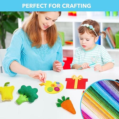 Loyisal 90PCS Felt Fabric Sheets Craft Kit - 4"x 4" + 6"x 6" Assorted Colors - 1mm Thick Square Nonwoven Felt Fabric for Crafts DIY thumbnail 5