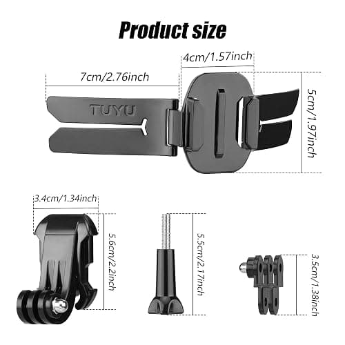 Helmet Chin Mount for Action Cameras, Universal GoPro Chin Mount with Straps, Compatible with GoPro Hero, Insta360, DJI Osmo Action, Motorcycle Full Face Helmets thumbnail 2