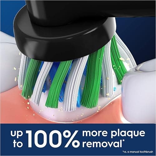 Oral-B Pro Cross Action Electric Toothbrush Head, X-Shape and Angled Bristles for Deeper Plaque Removal, Pack of 4 Toothbrush Heads, Black thumbnail 3