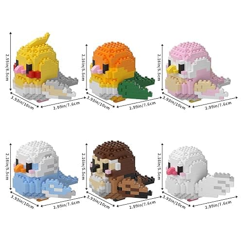 HJPLPXH Parrots Micro Mini Building Block Sets Birthday Gift for Kids, Animals Buildling Model Kits, Mini Bricks Birds Series Toys for Kids（6 Boxes） thumbnail 3