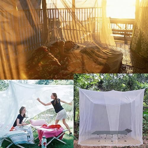 Bed Canopy, Canopy Bed Curtains Bed Drapes for Full Queen King Size Bed Mosquito Net Bed Canopy Curtains for Patio Indoor Outdoor Room Decor Screen Netting Canopy Curtains White thumbnail 8
