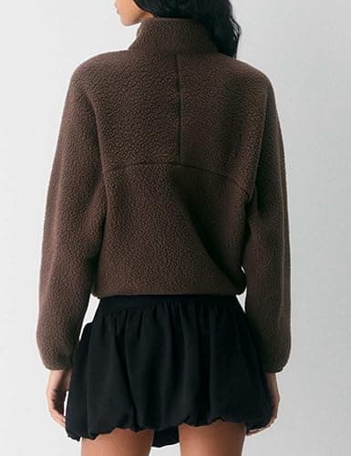 Yozazzy Fleece Jackets Women Causal Long Sleeve Sherpa Jacket Warm Ziper Fuzzy Coat Sweatshirts Trendy with Pockets thumbnail 5