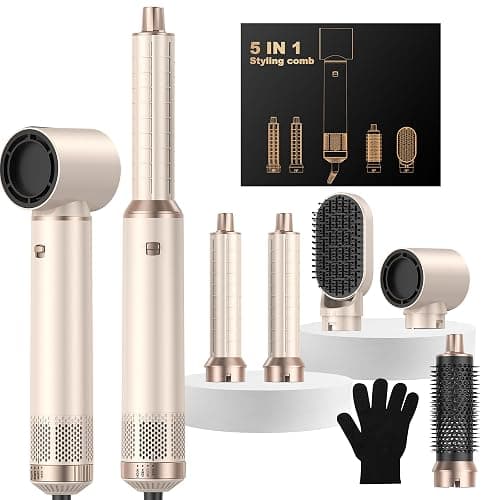 OKWRAP Haarstyler Hair Styler Set Hairstyler 5 in 1 Lockenstab Luft | Hairstyler Föhn 5 in 1 Mit Rundbürstenföhn for Styling Föhn Lockenstab Luft Für Glätten, Trocknen, Volumen, Locken - Image 1