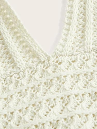 Naileksi Women Lace Up Backless Crochet Crop Halter Top Y2k Slim Fit Sleeveless V Neck Self Tie Back Knit Crop Cami Top thumbnail 5