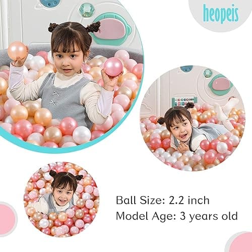 Heopeis Ball Pit Balls Pack of 100 200 500 - Star and Round Set BPA Free Phthalate Free Non-Toxic Crush Proof Play Balls Soft Plastic Balls for Toddlers Baby Kids Birthday Pool Tent Party thumbnail 5