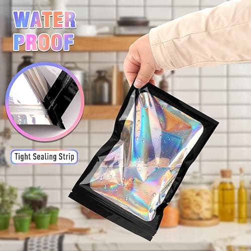 FITIMOR 100 PCS Mylar Holographic Bags, MINI Resealable Bags, Scent Proof Bag, Bracelet Bag, Small Gift Baggies for Dulces, Lipgloss, Eyelash, Jewelry Packaging | 2.4x3.9 Inch thumbnail 4