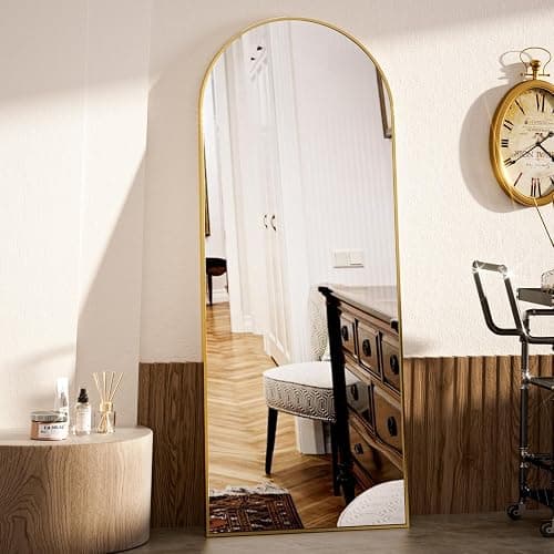 VooBang Arch Mirror Full Length, 26" x 71" Floor Mirror with Stand, Aluminum Alloy Frame Full Body Mirror, Standing Hanging or Leaning Against Wall for Bedroom and Living Room, Gold thumbnail 5