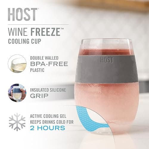 Host Cooling Cup Set of 1 Plastic Double Wall Insulated Freezable Drink Chilling Tumbler with Freezing Gel, Wine Glasses for Red and White Wine, 8.5 oz, Translucent Magenta thumbnail 4