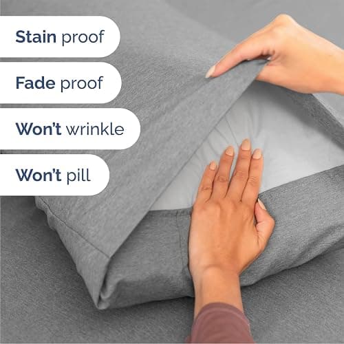 Queen Size 4 Piece Sheet Set - Comfy Breathable & Cooling Bed Sheets Set - Hotel Luxury Bedding for Women, Men, Kids, Teens, Boys & Girls - Deep Pockets, Soft & Wrinkle Free - Grey (Heathered Sheets) | Queen Size, 4 Piece, Hotel Luxury, Grey, Heathered Sheets thumbnail 5