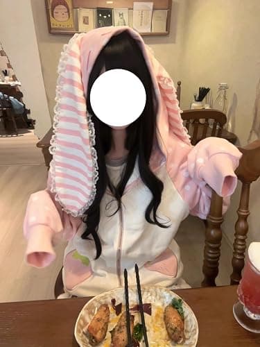 Pokn Y2k Zip Up Hoodie Women Bunny Ear Long Sleeve Hoodies Harajuku Cutecore Jojifuku Kawaii Sweatshirt Shoujo Clothes thumbnail 4