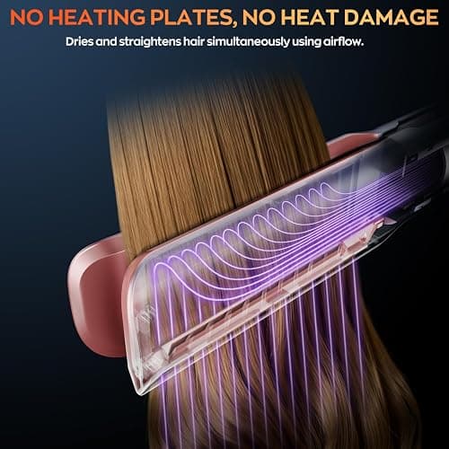 Hair Straightener – 2 in 1 Wet to Dry Air Straightener with High-Speed Ionic Airflow, Straightens Using air, No Heat Damage, Smart Temperature Control for Medium to Long Hair (35-75cm) (Purple) thumbnail 2