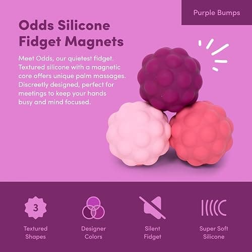 Speks Odds Soft Silicone Fidget Magnets | Silent Stress Relief Toys | Textured Magnetic Balls for Adults & Teens 14+ | Purple thumbnail 2