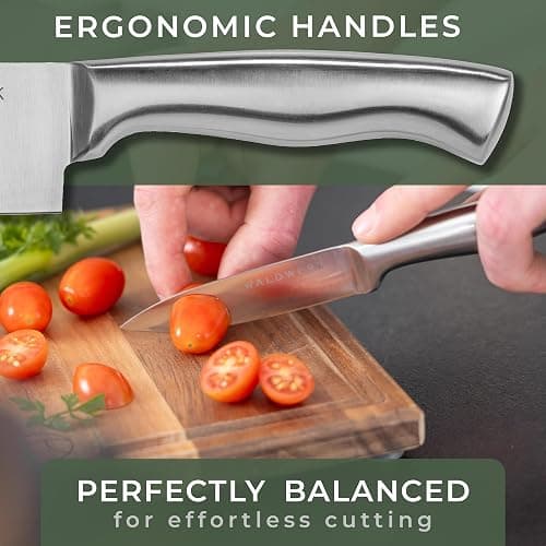 WALDWERK Knife Set - 7pcs Kitchen Knife Set with Block and Integrated Sharpener - Knife Block Set - Knife Block thumbnail 4