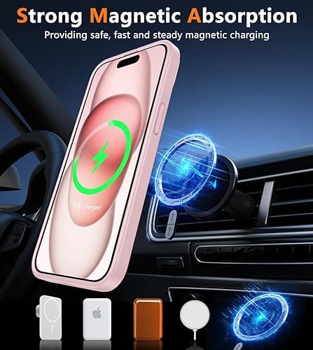 FNTCASE for iPhone 15 Case: for iPhone 14 & iPhone 13 Case | Magnetic Frosted Translucent Slim Shockproof Cell Phone Cover | Military Grade Protection Drop Proof Tough Protective Cases - LightPink - iPhone 15 / iPhone 14 / iPhone 13(6.1 inch) - Light Pink thumbnail 4