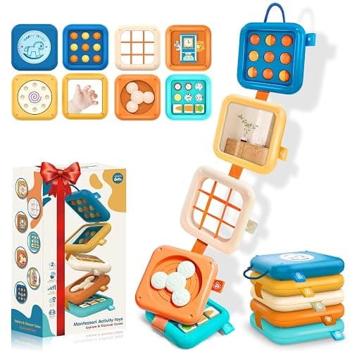 Montessori Toys for Baby 6-12 Months: Sensory Activity Cube with Fine Motor Skills - Travel Busy Board Busy Cube Gifts for 1 Year Old Boy Girl - Image 1