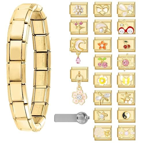 ITingstere Italian Charms Bracelet Sets with 1Pcs Starter Brascelet 9Pcs Charms 9mm Italian Modular Charm Bracelet DIY Module Jewelry Gifts - Image 1