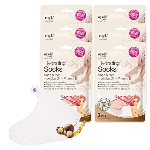 Epielle Hydrating Foot Mask 6 Pairs, Relieve and Soften with Shea Butter & Jojoba Oil, Deep Moisturizing Socks for Dry, Cracked Feet, Self Care Gifts for Women, Spa Kit, Stocking Stuffers - Image 1