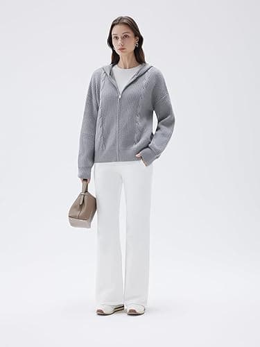 SUUKSESS Women Chunky Knit Cashmere Sweaters Zip up Oversized Hoodies Cardigan with Pockets Long Sleeve Fall Outerwear thumbnail 7