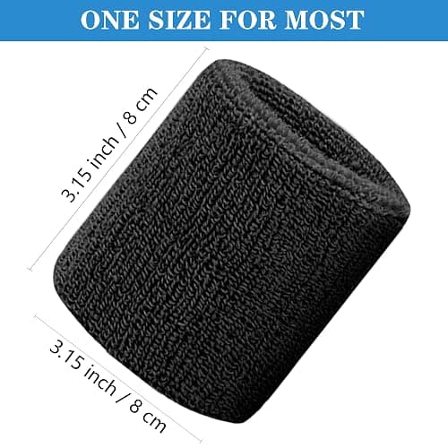IMAGERIO 8 Pack Wrist Sweatbands Tennis Wrist Bands Absorbent Sweat Band for Men and Women, Breathable Cotton Sweatbands for Working Out, Football, Basketball, Running Athletic Sports thumbnail 2