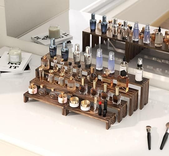 2 Set Large Wooden Tiered Riser Display Stands for Vendor Events,Stackable Wooden Cupcake Stand,Farmhouse Decor Wood Dessert Table Display Set,Vendor Booth Display Items,Food Display Risers for Party（12-11.2-10.4-9.6IN） thumbnail 7