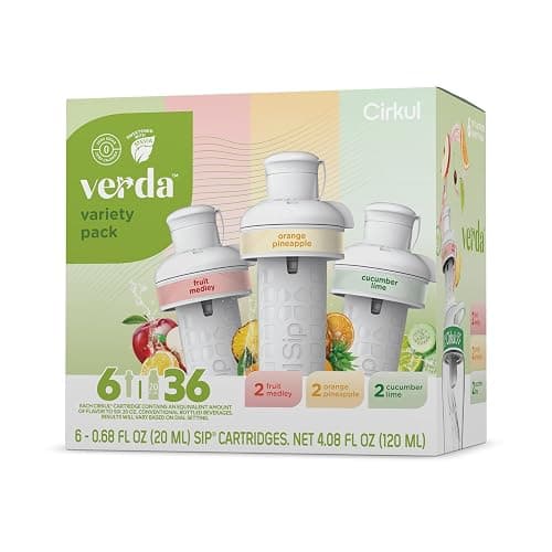 Cirkul Verda Antioxidants, Stevia, and Vitamin B Flavor Water Variety Pack, Makes 36 Drinks, No Sugar, Zero Calorie Drink Mix, (2 Orange Pineapple, 2 Fruit Medley, 2 Cucumber Lime) - Image 1