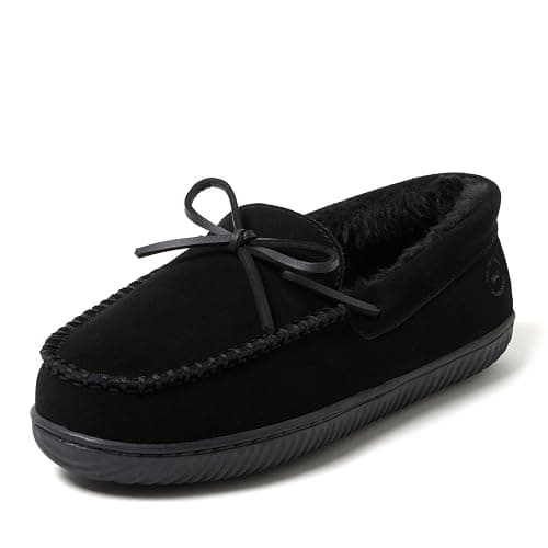 Dearfoams mens Hudson Genuine Suede Memory Foam Moccasin With Tie Slipper - Image 1