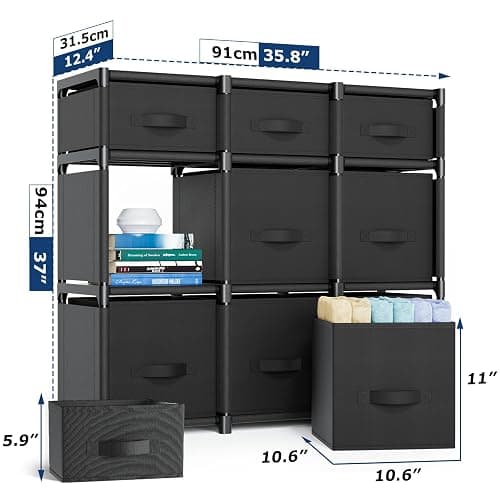 Mavivegue 9 Cube Storage Organizer, Closet Organizers and Storage, Cube Storage Shelf, Easy to Assemble with Storage Drawers, DIY Closet Cube Organizer for Living Room, Bedroom, Dorm Room-Black thumbnail 2