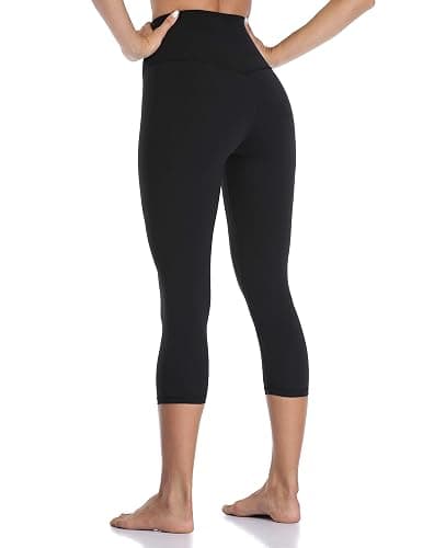 YUNOGA Women's Buttery Soft 21" Inseam Yoga Pants, High Waisted Tummy Control Workout Running Capri Leggings thumbnail 4